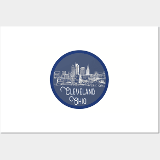 Cleveland Skyline Vintage Decal Posters and Art